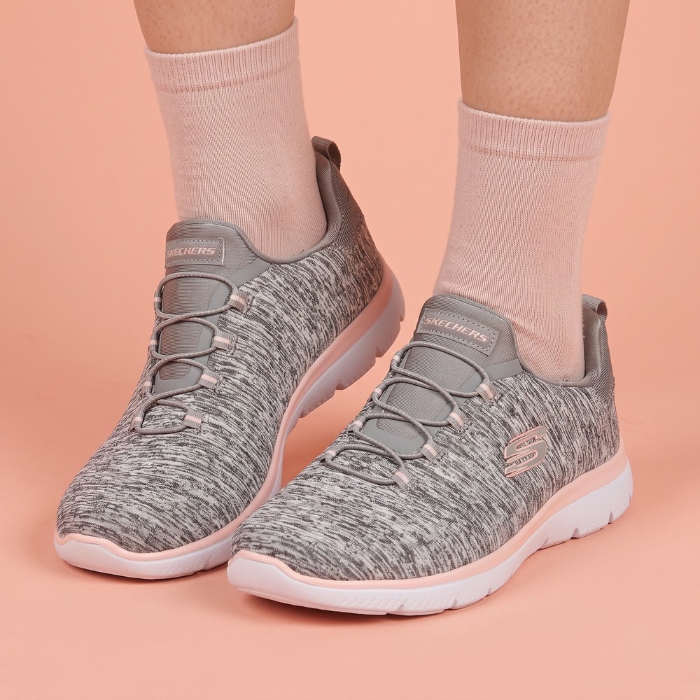 Skechers Sneakers Womens 6.5W 12983W Summits Quick Getaway Gray Pink EUC